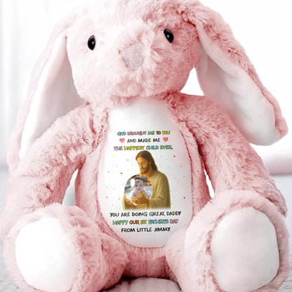 God Brought Me To You And Made Me The Happiest Child Ever, Stuffed Bunny and Baby Photo - Personalized Stuffed Bunny - DAD072_BUN