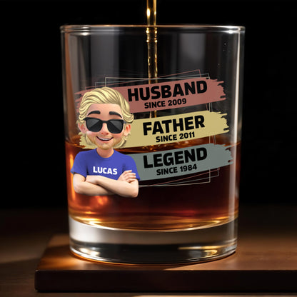 Husband, Father, Legend, Cartoon Character - Personalized Custom Whiskey Glass - DAD098_RWG