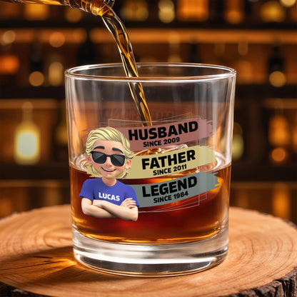 Husband, Father, Legend, Cartoon Character - Personalized Custom Whiskey Glass - DAD098_RWG