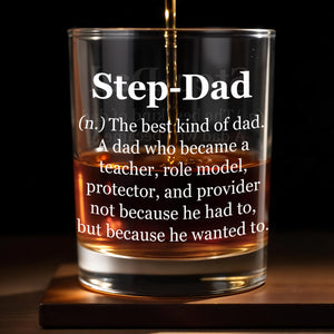 Step-Dad The Best Kind Of Dad, Text - Personalized Custom Whiskey Glass - DAD116_RWG