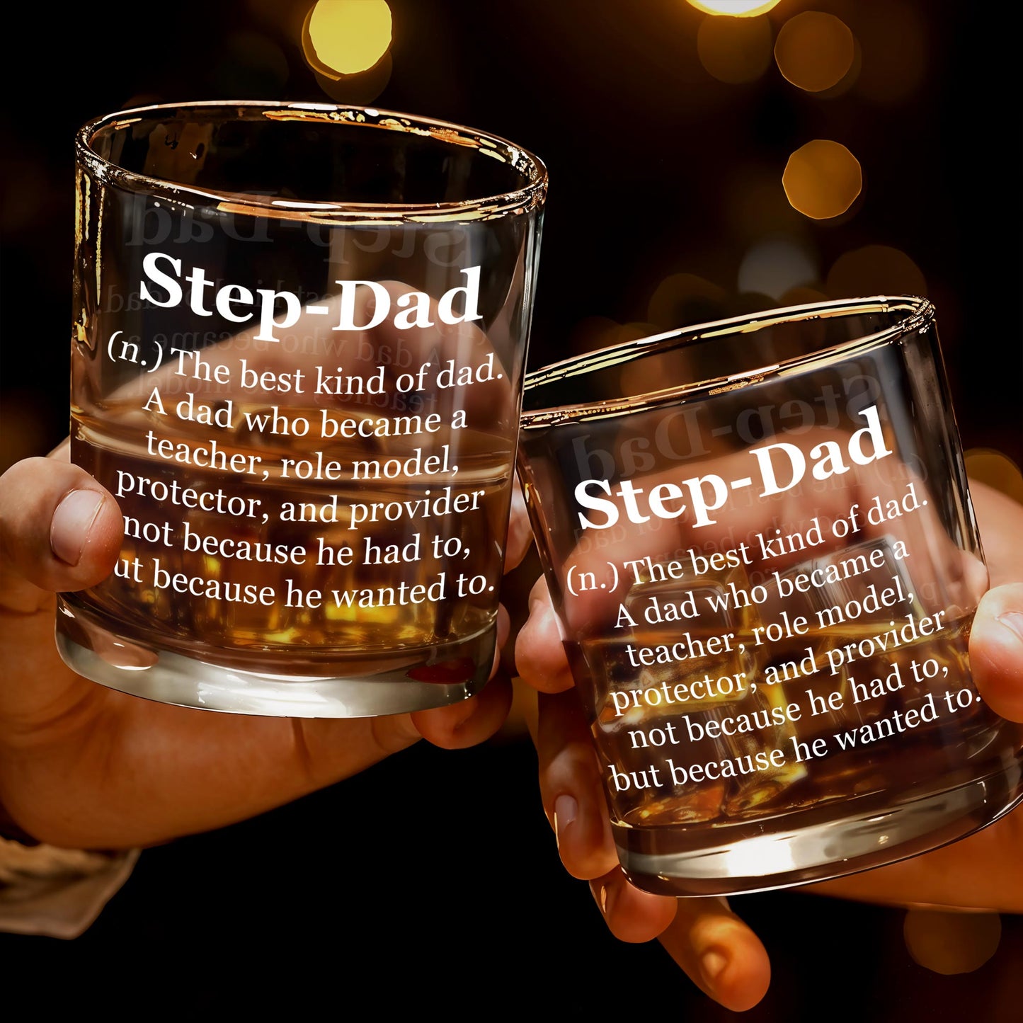 Step-Dad The Best Kind Of Dad, Text - Personalized Custom Whiskey Glass - DAD116_RWG