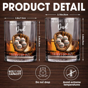 We Caught the Best Dad Baseball and Glove Design - Personalized Custom Whiskey Glass - DAD117_RWG