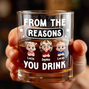 From The Reasons You Drink, Cartoon Children and Stars - Personalized Custom Whiskey Glass - DAD195_RWG