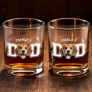 Dog Dad With Cute Dog Image - Personalized Custom Whiskey Glass - DAD196_RWG