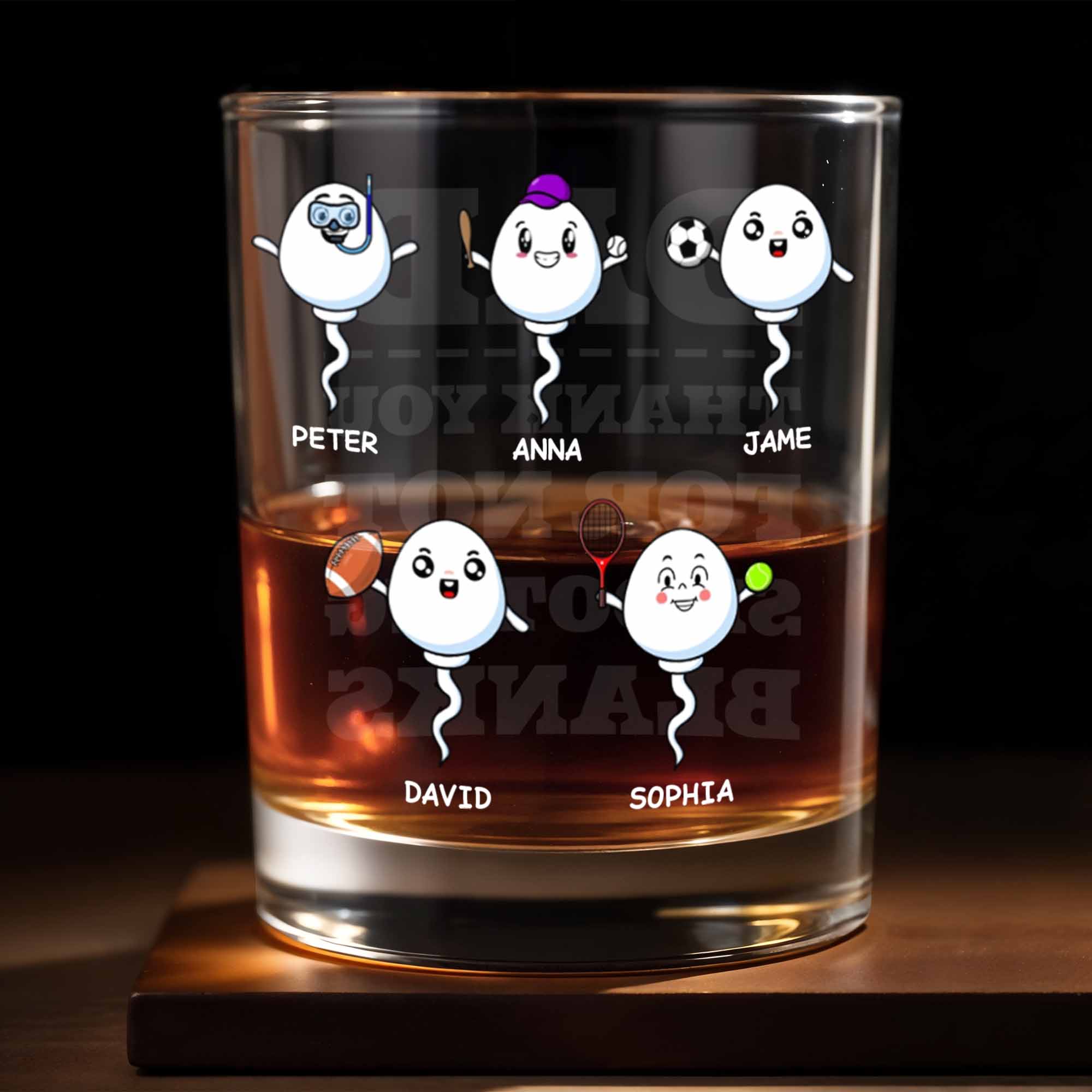 Customizable Characters With Sports Balls - Personalized Custom Whiskey Glass - DAD215_RWG