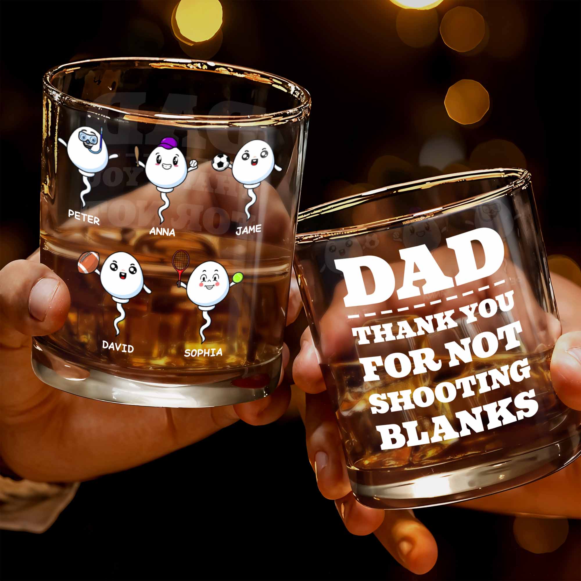Customizable Characters With Sports Balls - Personalized Custom Whiskey Glass - DAD215_RWG