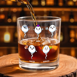 Customizable Characters With Sports Balls - Personalized Custom Whiskey Glass - DAD215_RWG