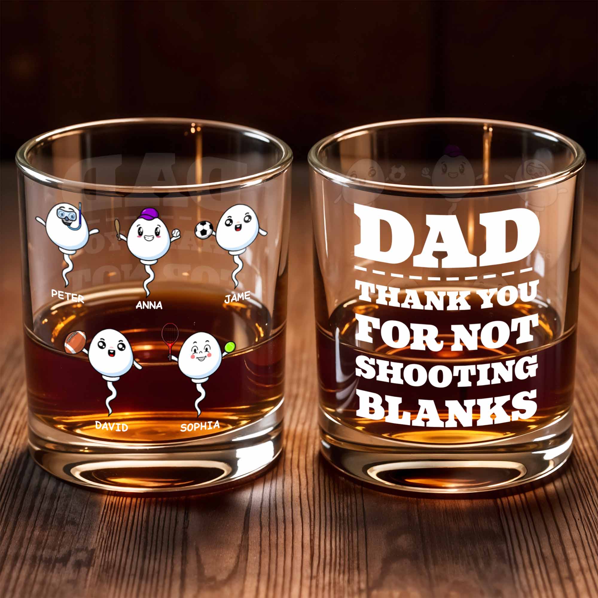 Customizable Characters With Sports Balls - Personalized Custom Whiskey Glass - DAD215_RWG