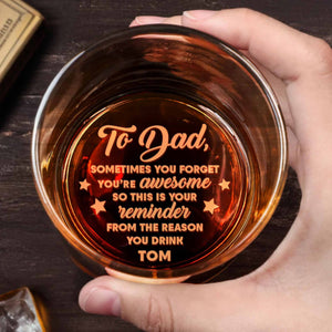 To Dad, Reminder You're Awesome, Stars Design - Personalized Engraved Whiskey Glass - DAD260_EWG