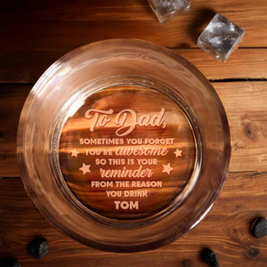 To Dad, Reminder You're Awesome, Stars Design - Personalized Engraved Whiskey Glass - DAD260_EWG