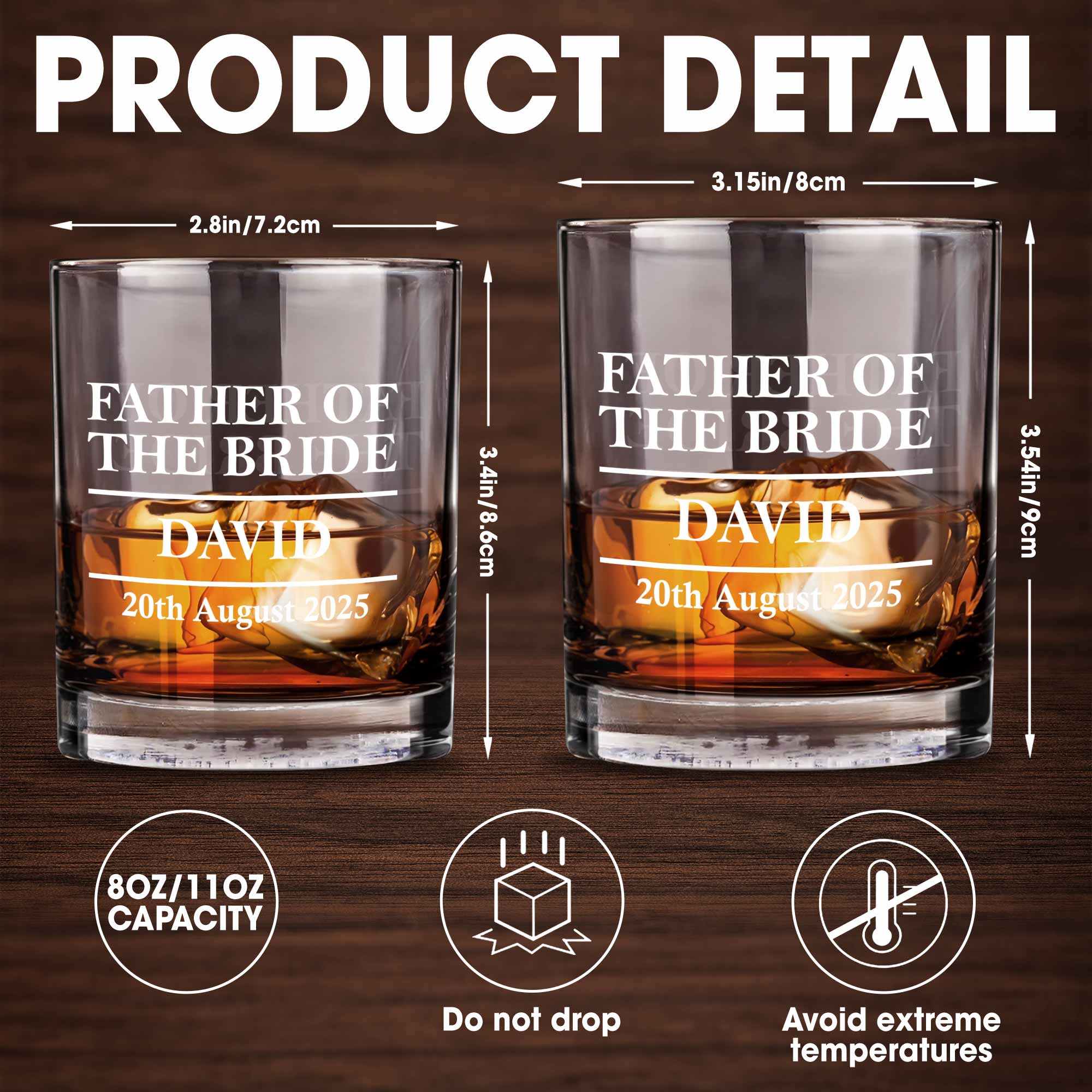 Father Of The Bride, Celebrate Special Moments - Personalized Custom Whiskey Glass - DAD261_RWG