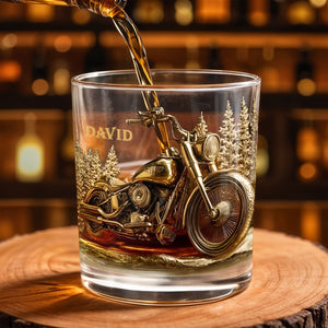 Celebrate Your Love For The Open Road - Personalized Custom Whiskey Glass - DAD262_RWG