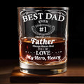 Best Dad Ever Trophy And Heart Design - Personalized Custom Whiskey Glass - DAD266_RWG