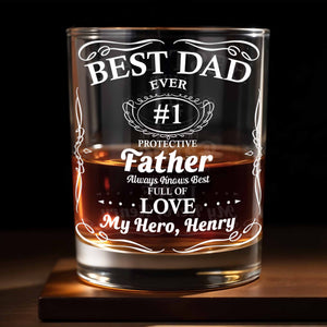 Best Dad Ever Trophy And Heart Design - Personalized Custom Whiskey Glass - DAD266_RWG