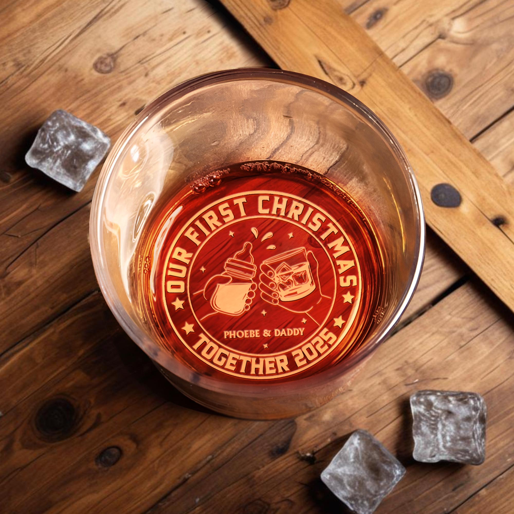 Our First Christmas Together, Whiskey Glass Design - Personalized Engraved Whiskey Glass - DAD271_EWG