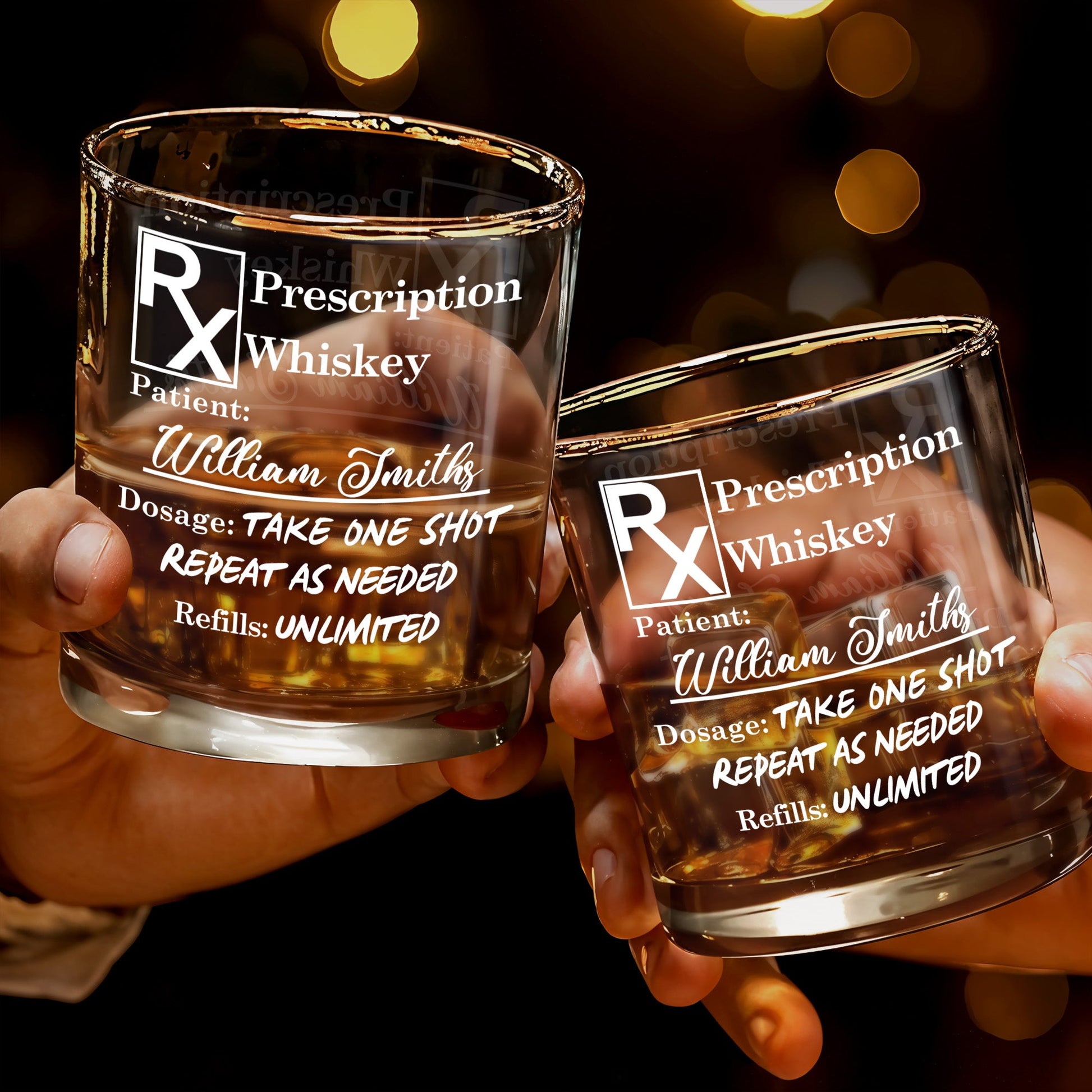 Prescription Whiskey Take One Shot Whiskey Glass - Personalized Custom Whiskey Glass - DAD273_RWG