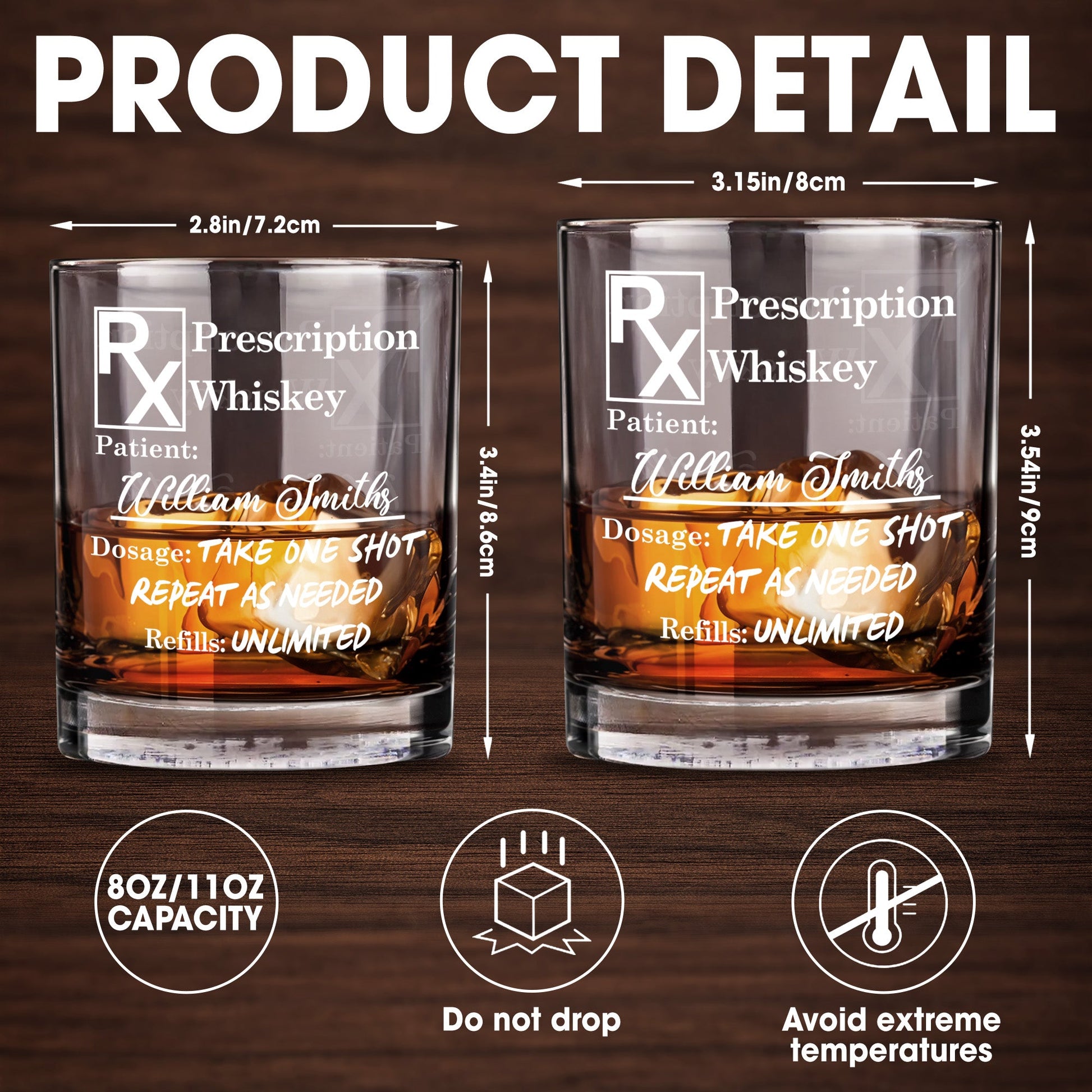 Prescription Whiskey Take One Shot Whiskey Glass - Personalized Custom Whiskey Glass - DAD273_RWG