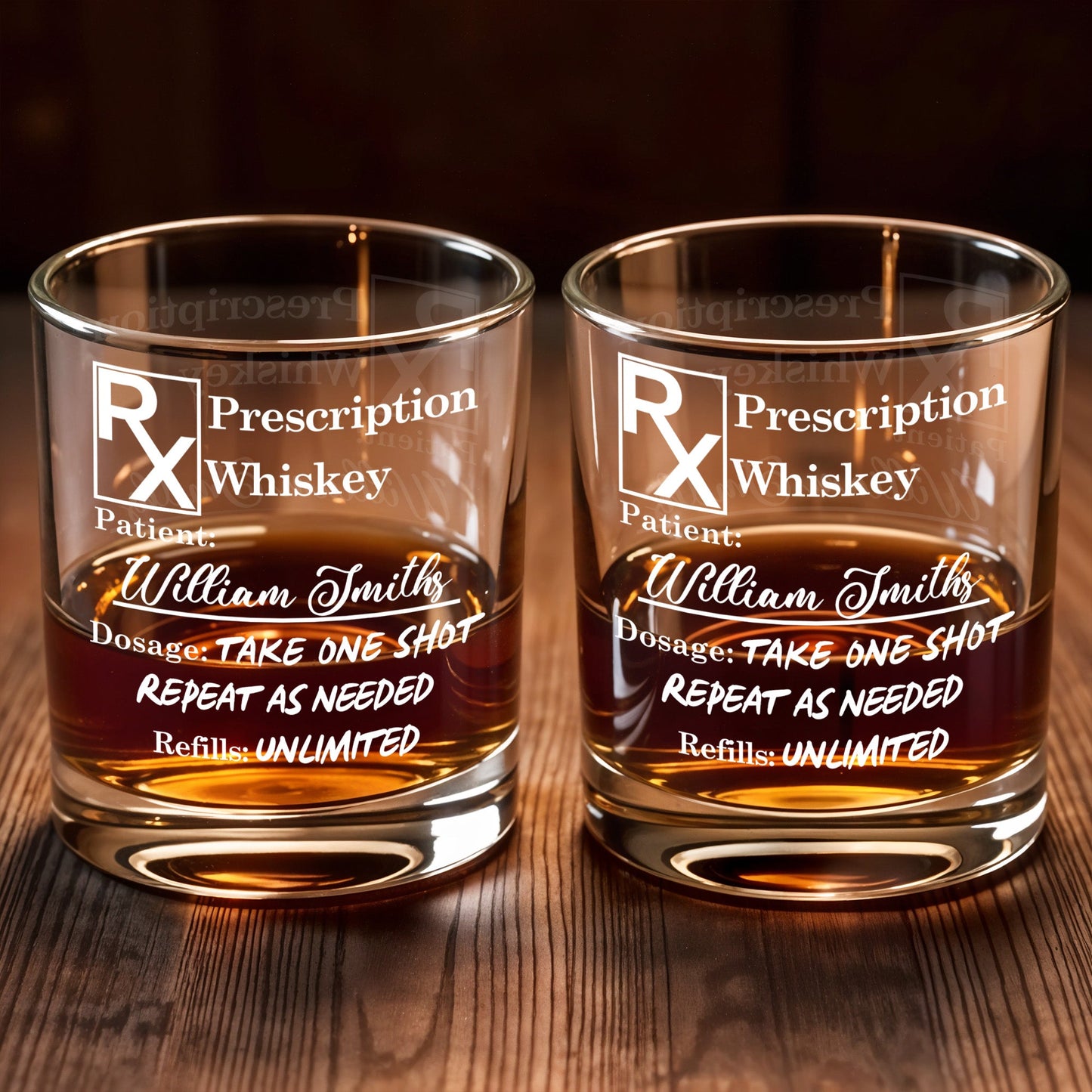 Prescription Whiskey Take One Shot Whiskey Glass - Personalized Custom Whiskey Glass - DAD273_RWG
