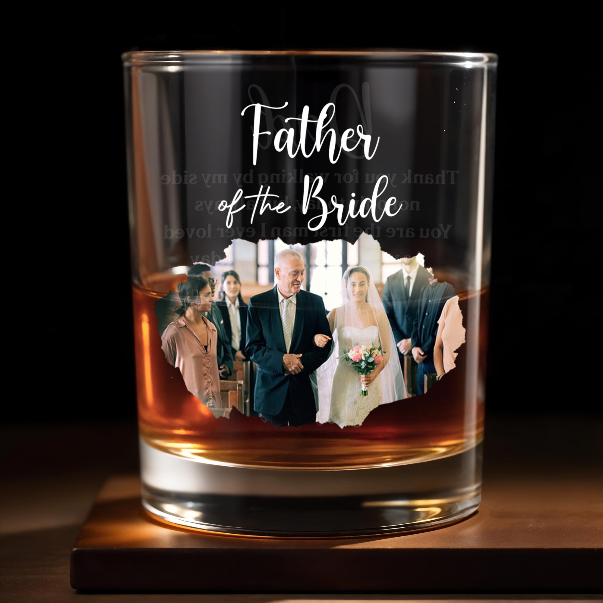 Father Of The Bride Wedding Photo Glass - Personalized Custom Whiskey Glass - DAD274_RWG