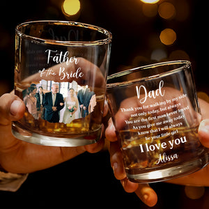 Father Of The Bride Wedding Photo Glass - Personalized Custom Whiskey Glass - DAD274_RWG