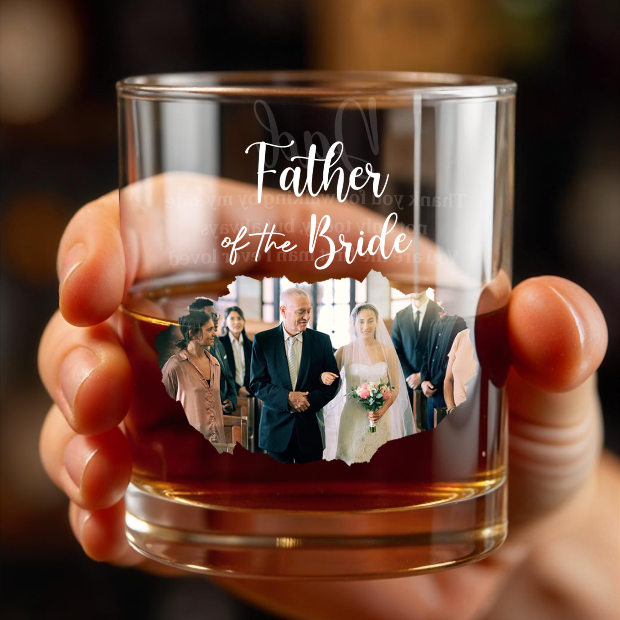 Father Of The Bride Wedding Photo Glass - Personalized Custom Whiskey Glass - DAD274_RWG
