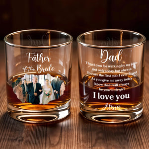 Father Of The Bride Wedding Photo Glass - Personalized Custom Whiskey Glass - DAD274_RWG