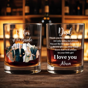 Father Of The Bride Wedding Photo Glass - Personalized Custom Whiskey Glass - DAD274_RWG