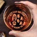 Best Step Dad Ever, Footprints Design - Personalized Engraved Whiskey Glass - DAD277_EWG