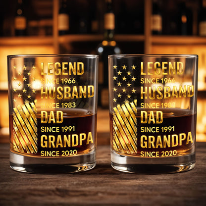 Legend Husband Dad Grandpa Whiskey Glass - Personalized Custom Whiskey Glass - DAD284_RWG