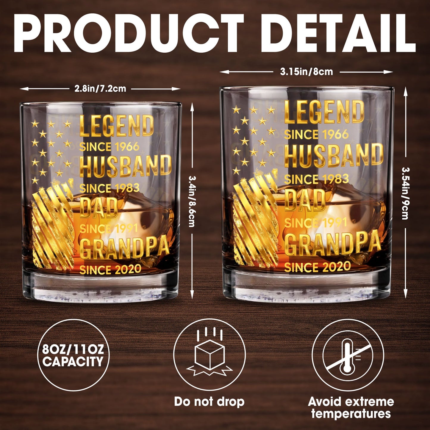 Legend Husband Dad Grandpa Whiskey Glass - Personalized Custom Whiskey Glass - DAD284_RWG