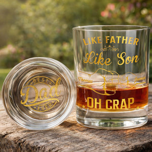 Like Father Like Son Oh Crap Best Dad Ever Fist Bump - Personalized Whiskey Glass - DAD285_PRIWI