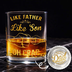 Like Father Like Son Oh Crap Best Dad Ever Fist Bump - Personalized Whiskey Glass - DAD285_PRIWI