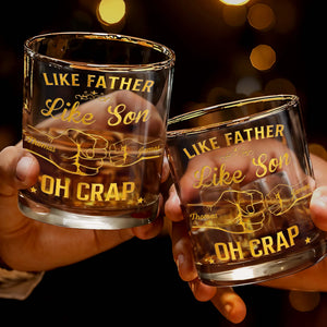 Like Father Like Son Oh Crap Best Dad Ever Fist Bump - Personalized Whiskey Glass - DAD285_PRIWI