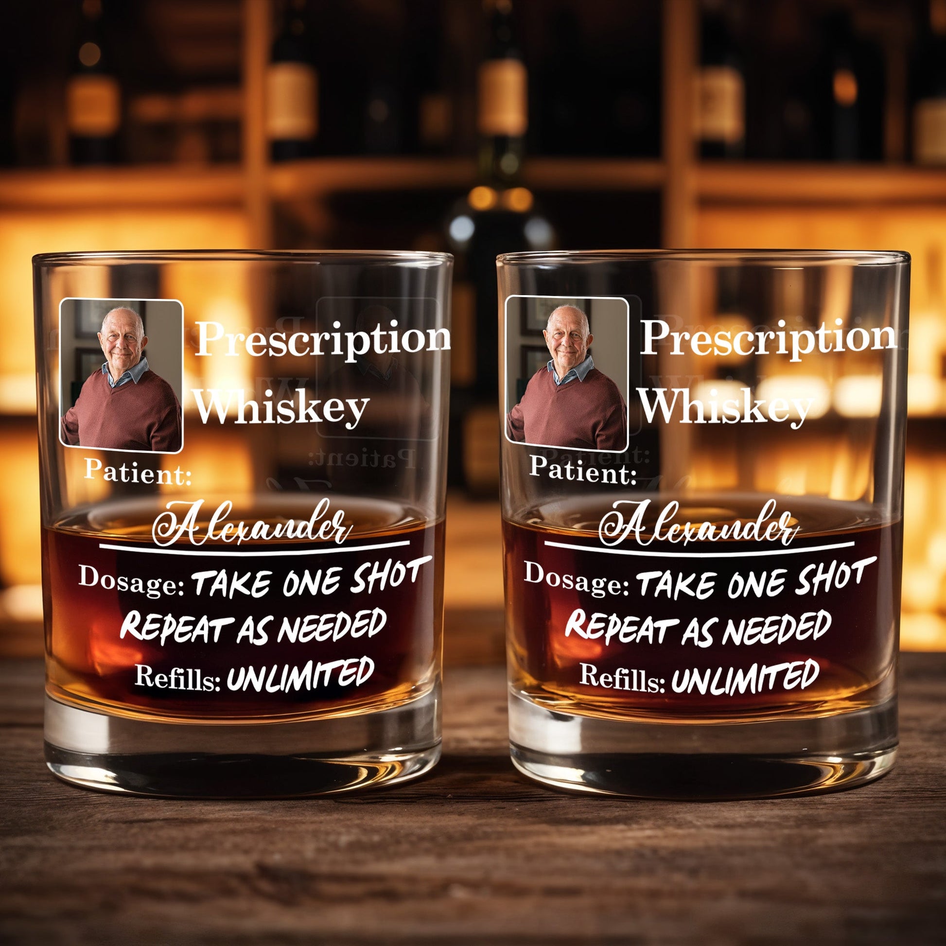 Prescription Whiskey Take One Shot Repeat As Needed - Personalized Custom Whiskey Glass - DAD290_RWG