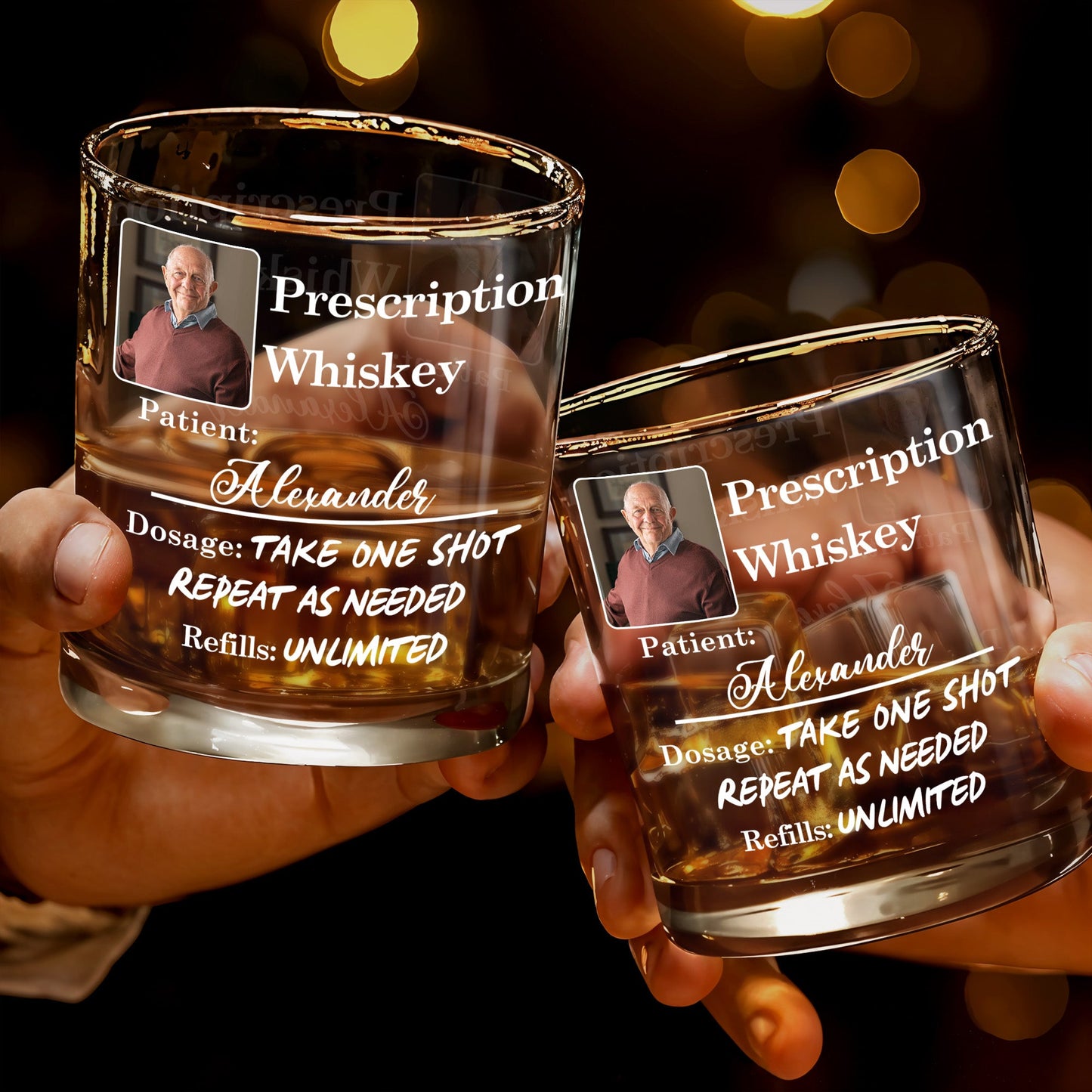 Prescription Whiskey Take One Shot Repeat As Needed - Personalized Custom Whiskey Glass - DAD290_RWG