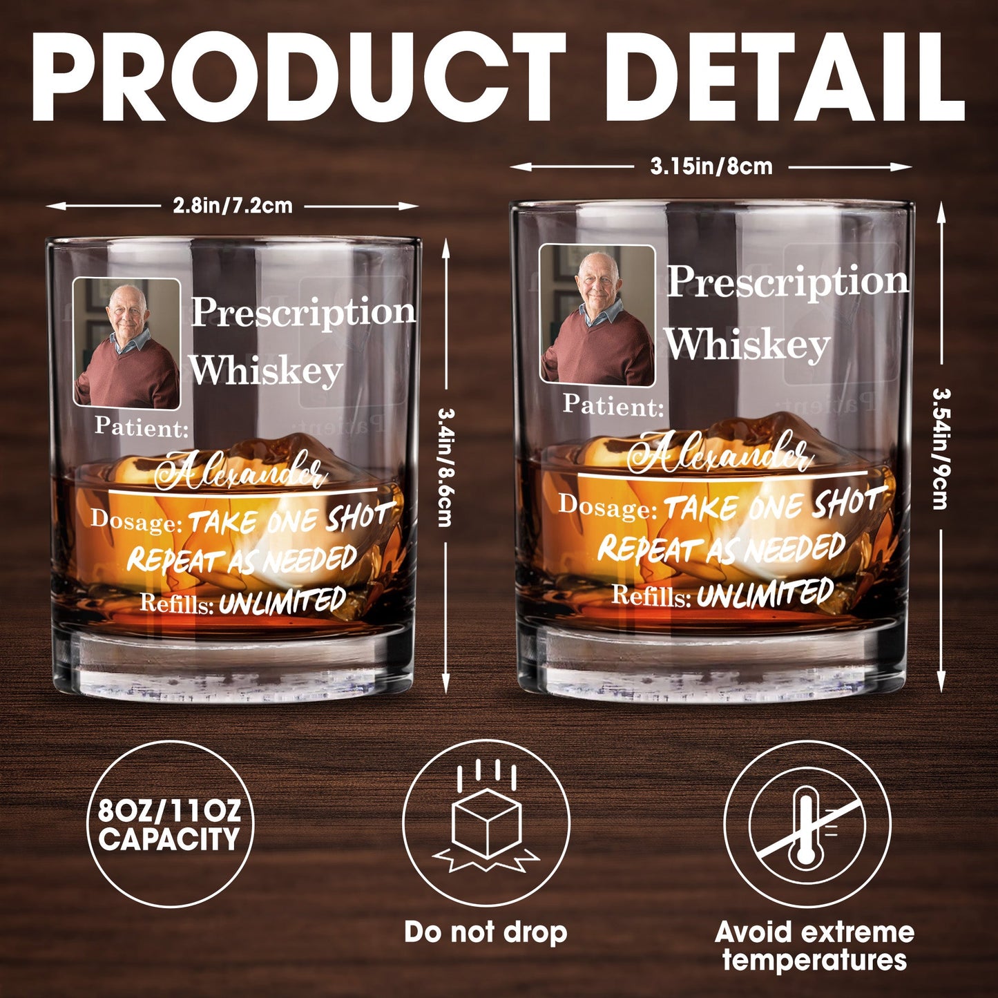 Prescription Whiskey Take One Shot Repeat As Needed - Personalized Custom Whiskey Glass - DAD290_RWG