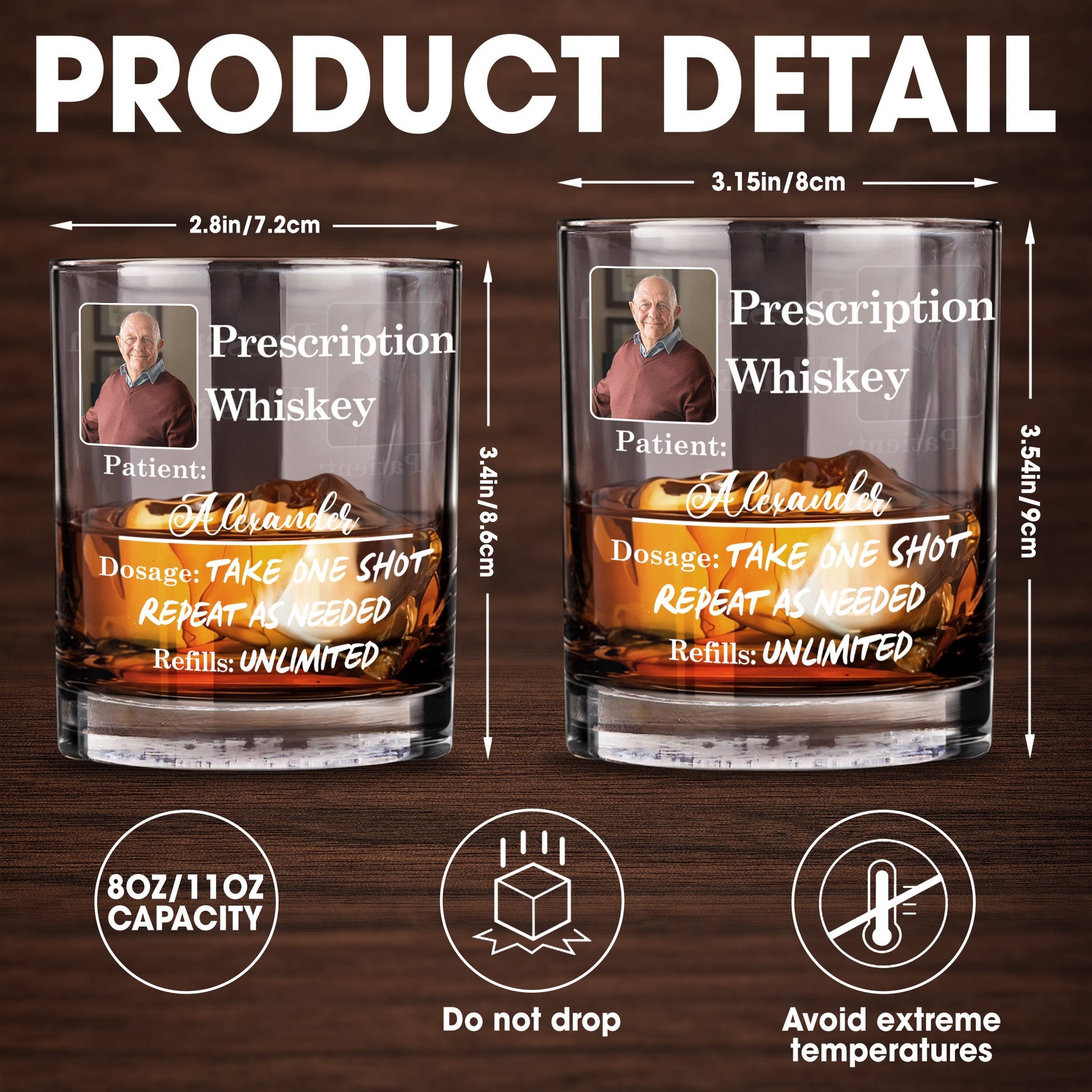 Prescription Whiskey Take One Shot Repeat As Needed - Personalized Custom Whiskey Glass - DAD290_RWG