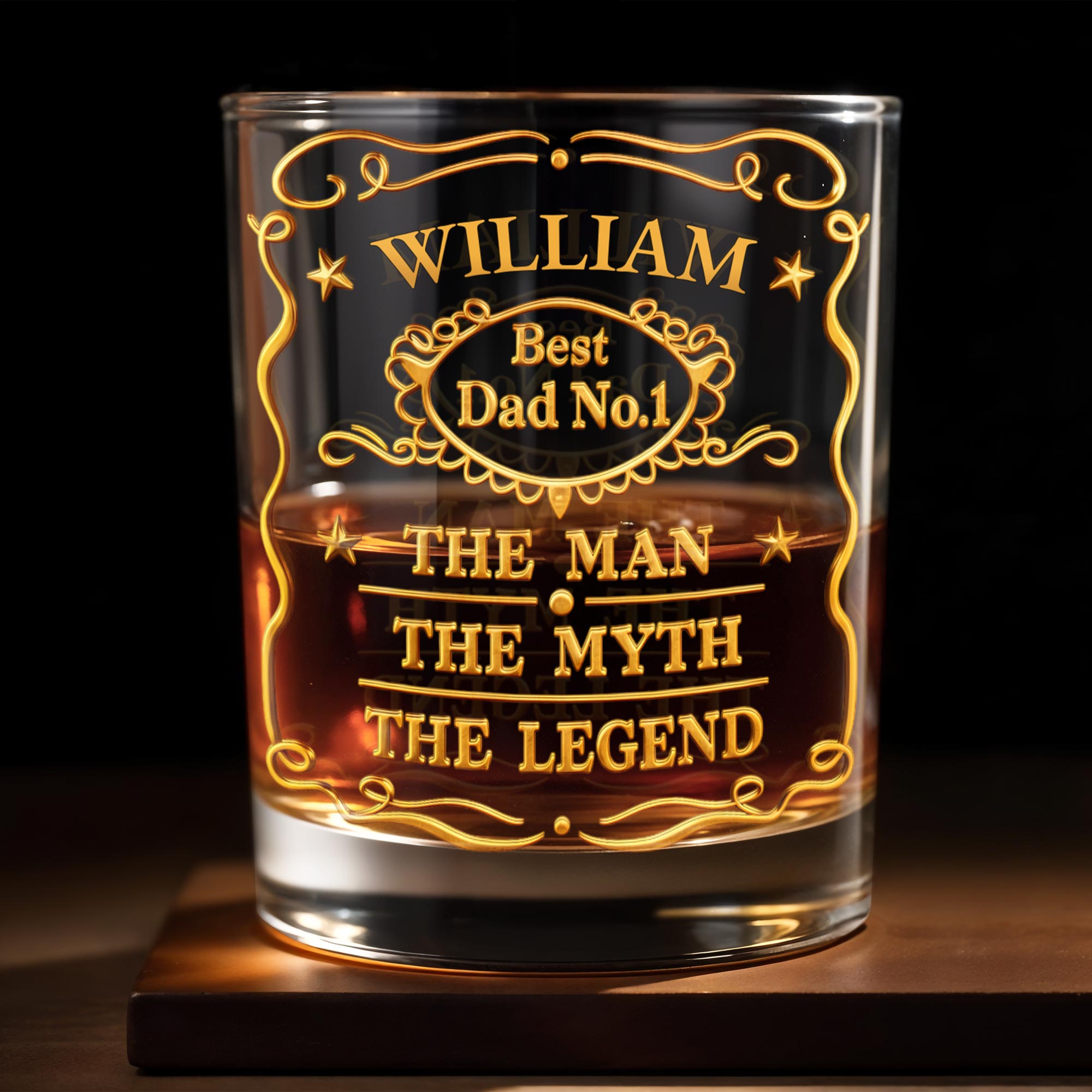 Best Dad No.1, The Man The Myth The Legend Glass - Personalized Custom Whiskey Glass - DAD292_RWG