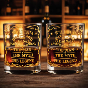 Best Dad No.1, The Man The Myth The Legend Glass - Personalized Custom Whiskey Glass - DAD292_RWG