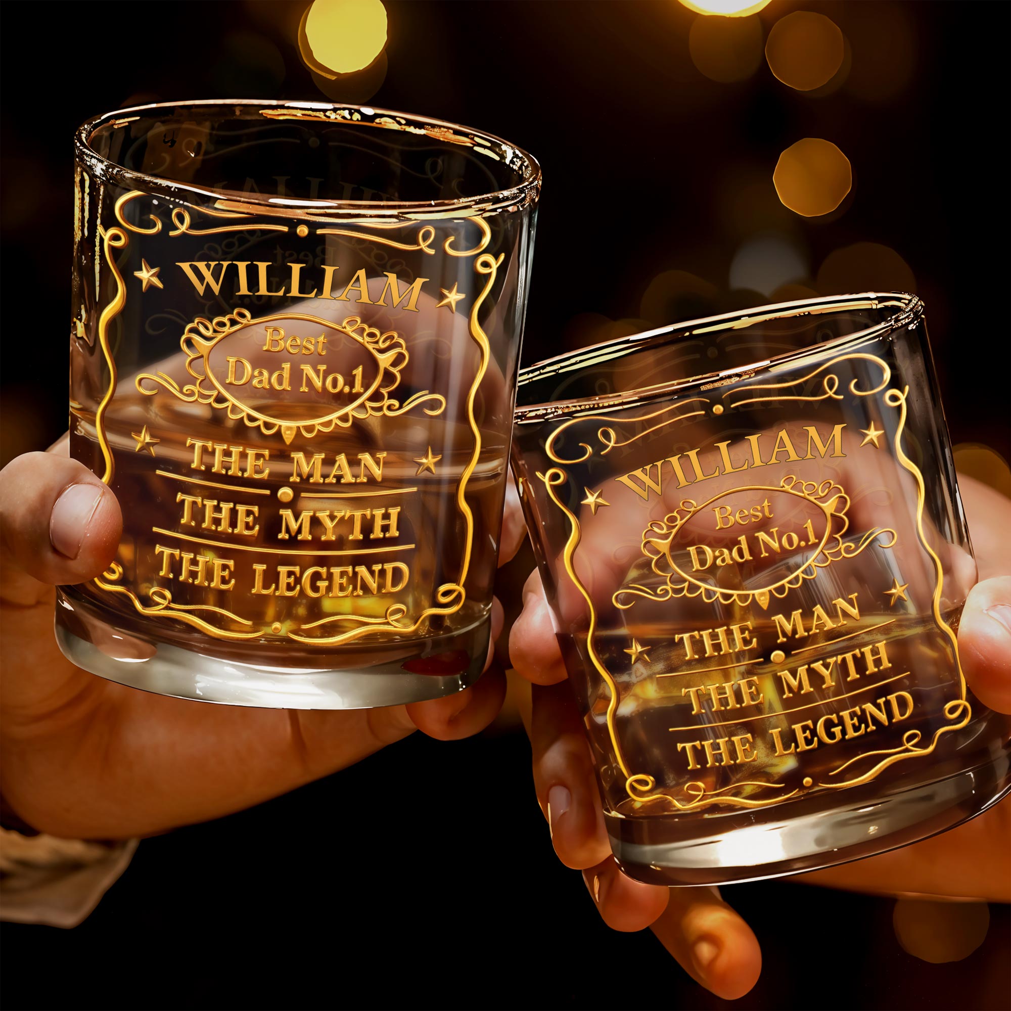 Best Dad No.1, The Man The Myth The Legend Glass - Personalized Custom Whiskey Glass - DAD292_RWG