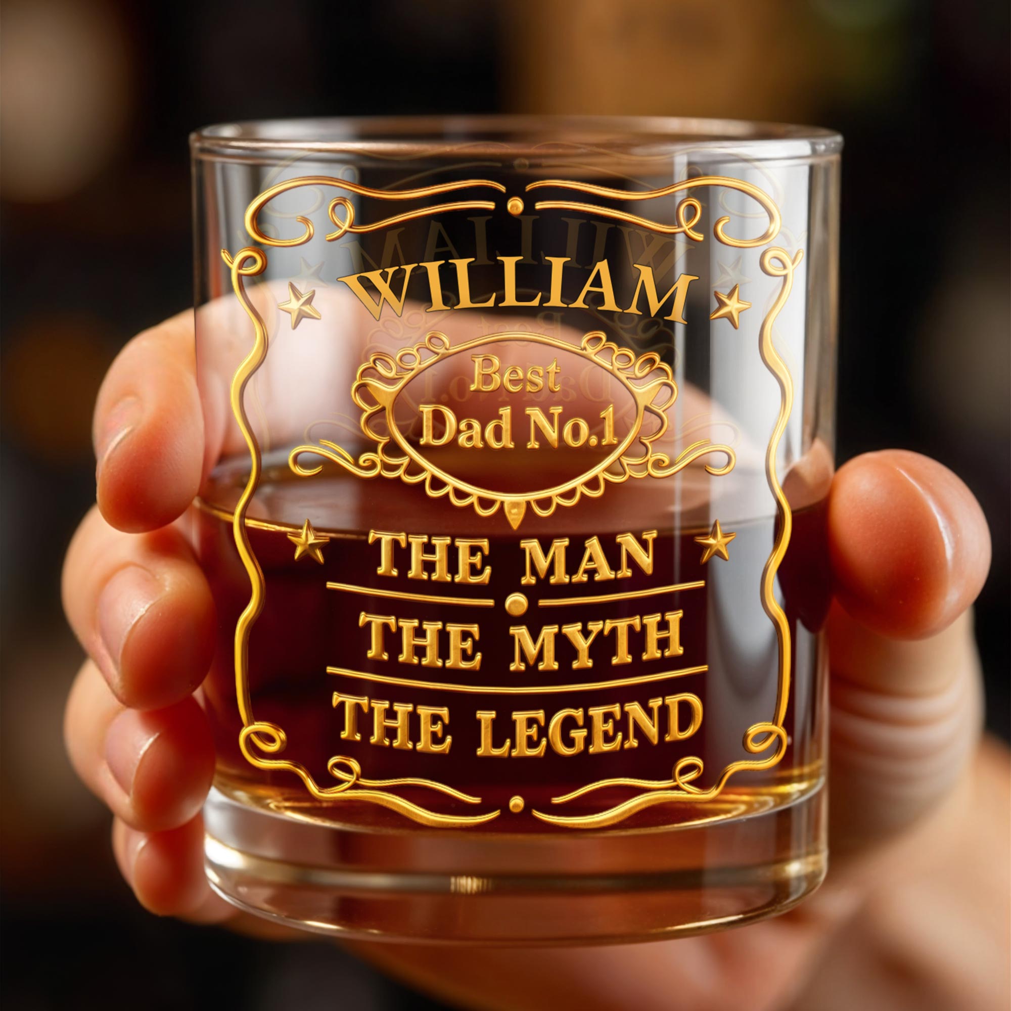 Best Dad No.1, The Man The Myth The Legend Glass - Personalized Custom Whiskey Glass - DAD292_RWG