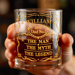Best Dad No.1, The Man The Myth The Legend Glass - Personalized Custom Whiskey Glass - DAD292_RWG