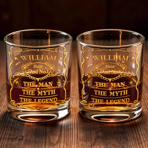 Best Dad No.1, The Man The Myth The Legend Glass - Personalized Custom Whiskey Glass - DAD292_RWG
