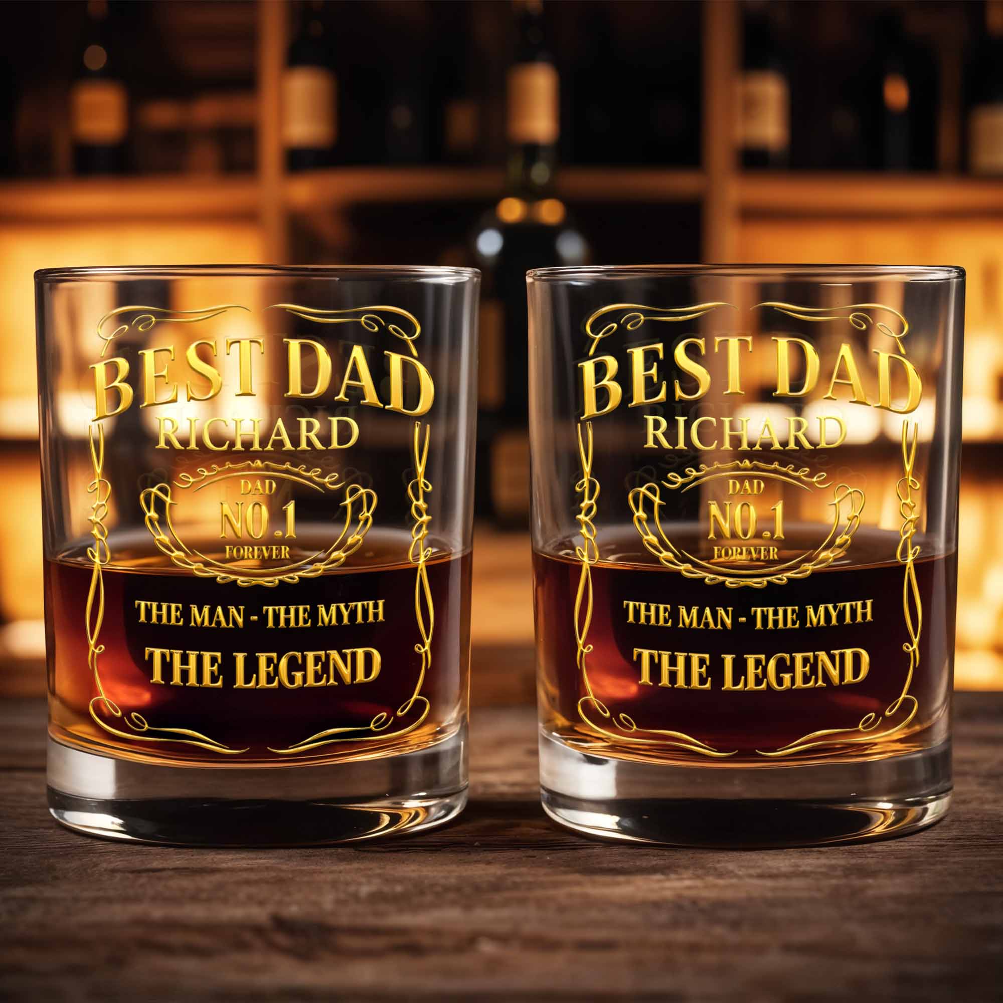Best Dad, The Man The Myth The Legend Whiskey Glass - Personalized Custom Whiskey Glass - DAD294_RWG