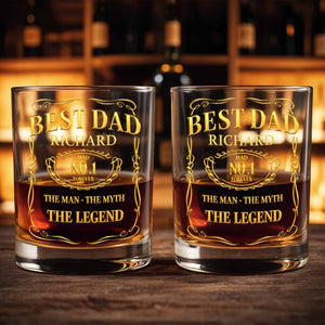 Best Dad, The Man The Myth The Legend Whiskey Glass - Personalized Custom Whiskey Glass - DAD294_RWG