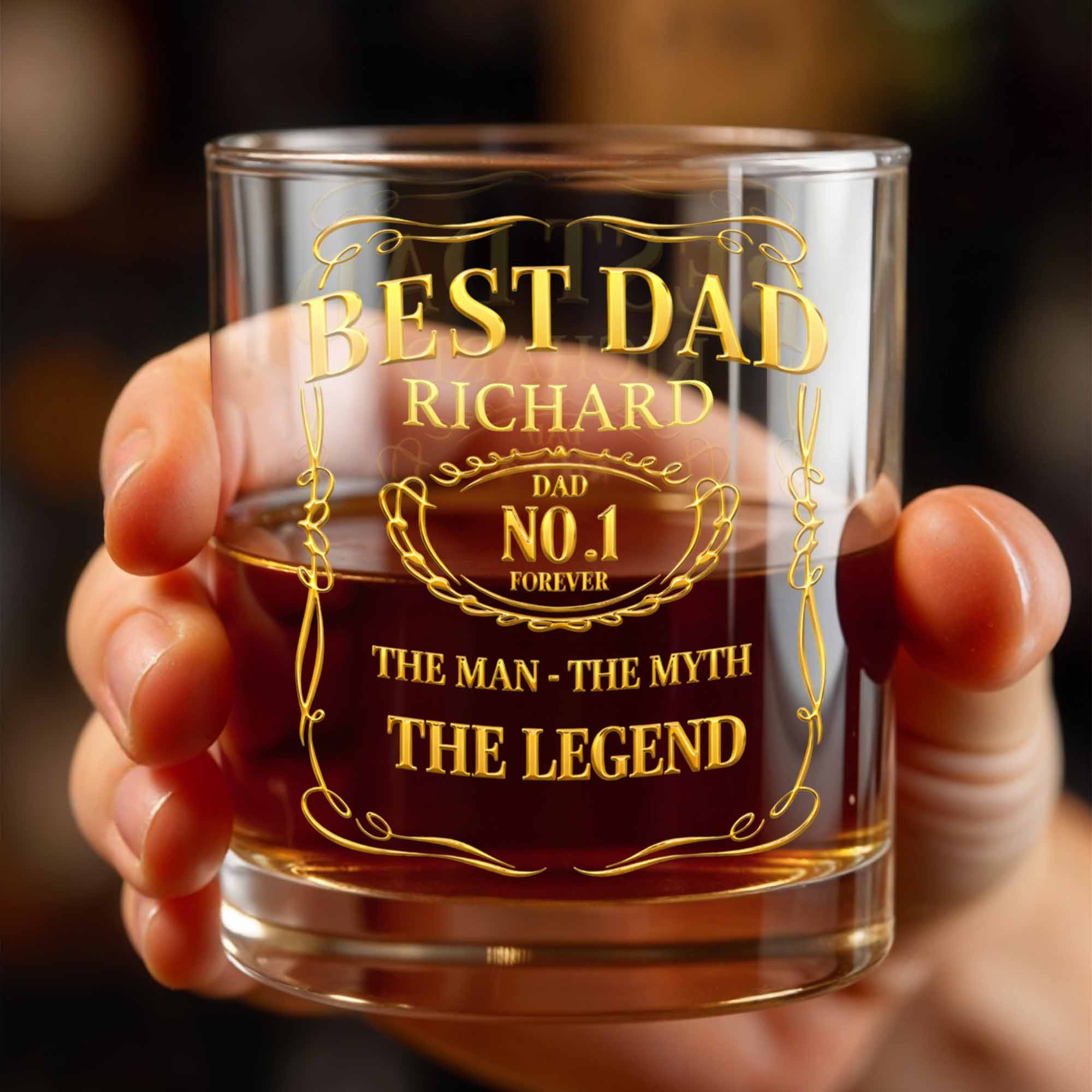 Best Dad, The Man The Myth The Legend Whiskey Glass - Personalized Custom Whiskey Glass - DAD294_RWG