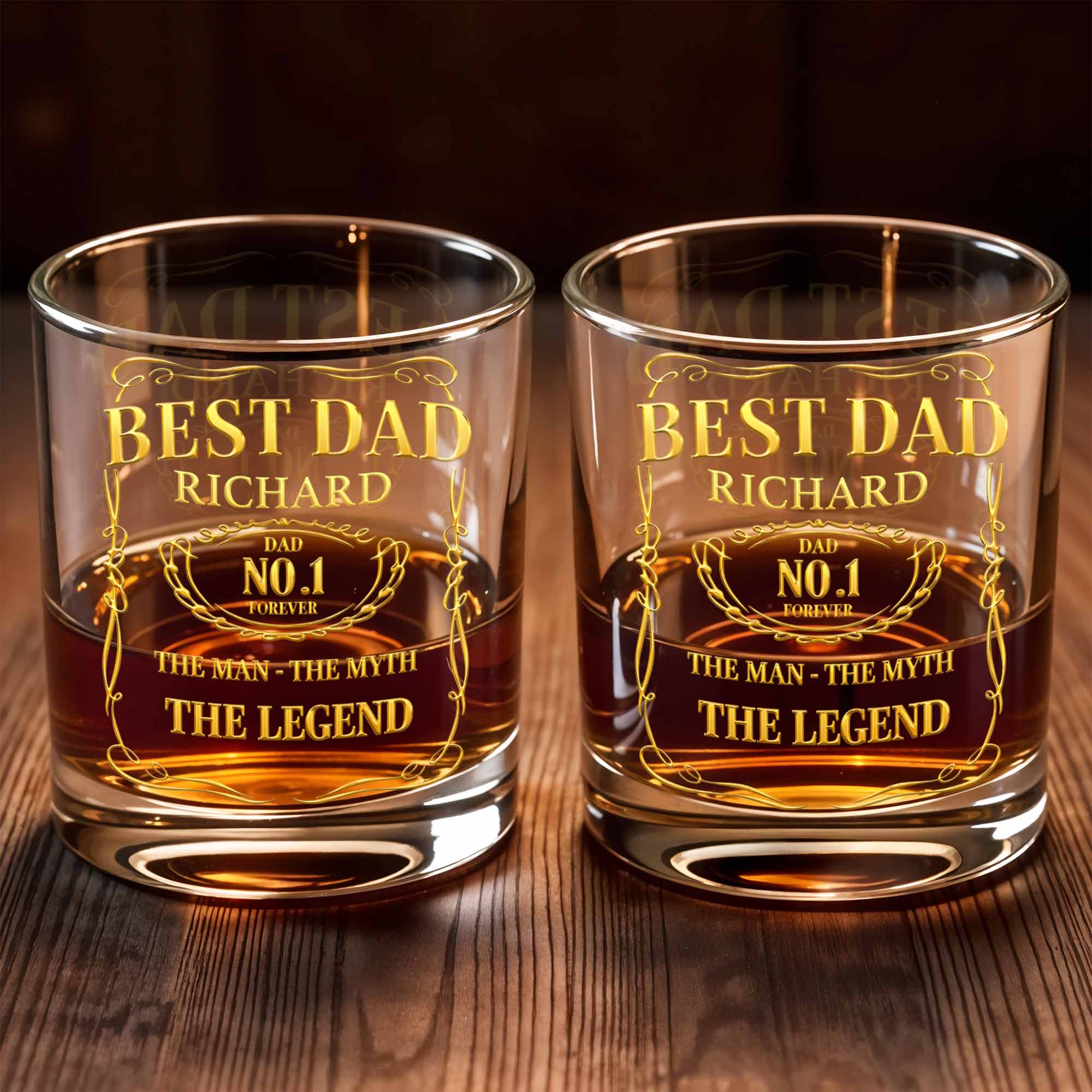 Best Dad, The Man The Myth The Legend Whiskey Glass - Personalized Custom Whiskey Glass - DAD294_RWG