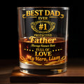 Best Dad Ever Protective Father My Hero Golden Frame - Personalized Custom Whiskey Glass - DAD295_RWG
