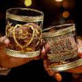 To The World You Are A Dad Medieval Shield And Golden Axes - Personalized Custom Whiskey Glass - DAD325_RWG