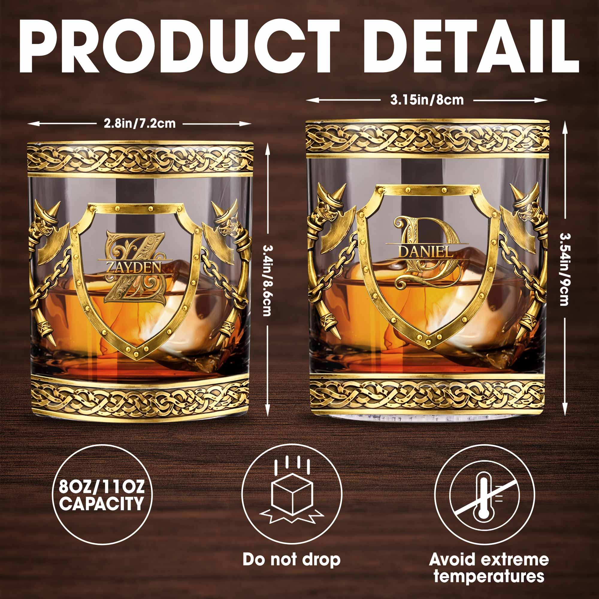 To The World You Are A Dad Medieval Shield And Golden Axes - Personalized Custom Whiskey Glass - DAD325_RWG
